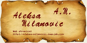 Aleksa Milanović vizit kartica